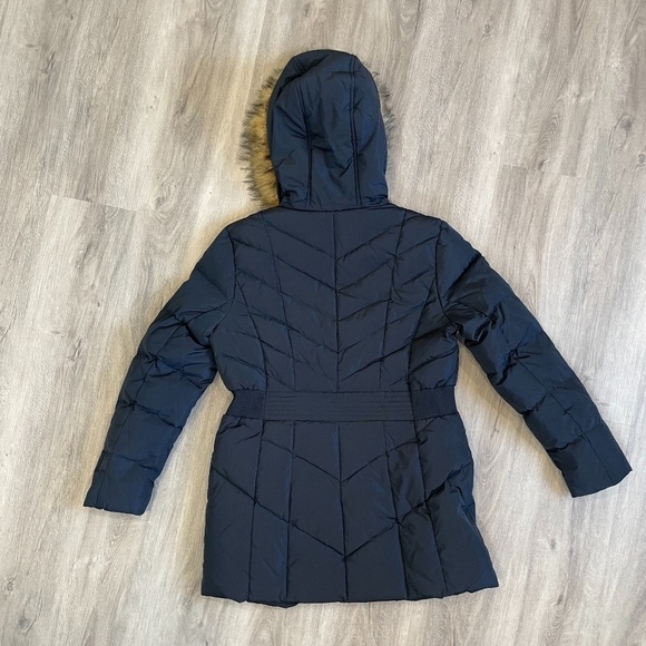 Cole Haan Puffer Down Faux Fur Trim Hooded Coat - Picture 8 of 11